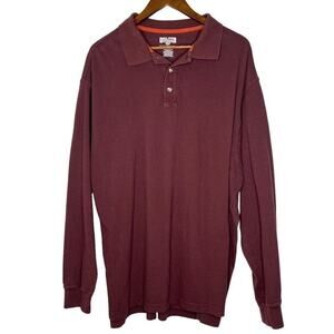 Duluth Trading Burgundy 3 Button Collared Long Sleeve Polo Shirt Size XL Men's